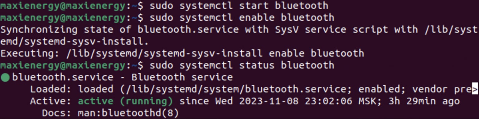 Запуск и проверка службы Bluetooth на Linux Ubuntu
