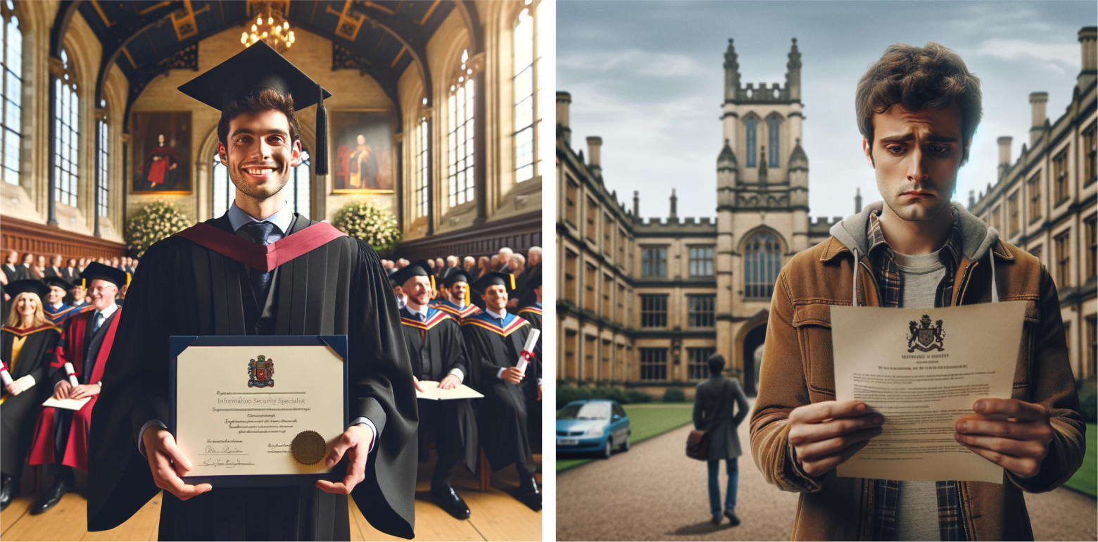 Отчисление из университета с дипломом специалиста ИБ и без диплома по версии нейросети DALL-E