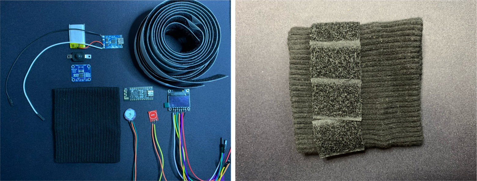 Устройство перед монтажом компонентов и подготовленная основа напульсника